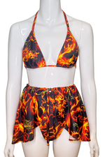 Dragon flames wrap skirt