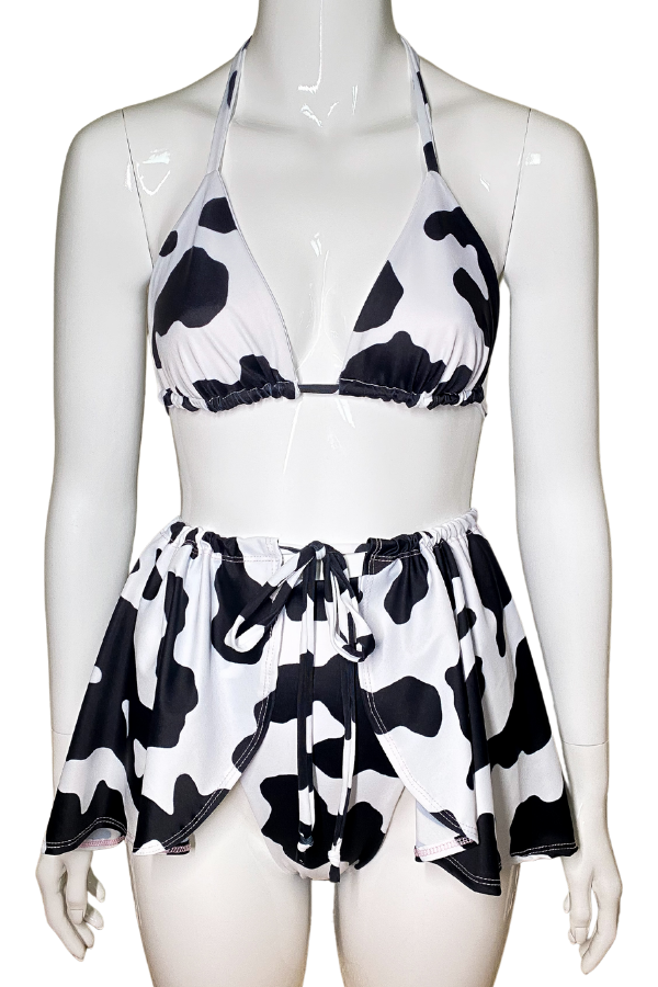 Cow print wrap skirt