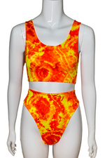 Orange Tie Dye Crop Top Bikini Set