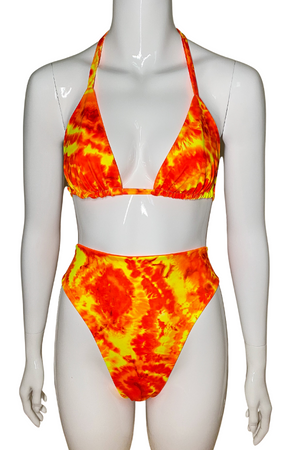Orange Tie Dye Triangle Bikini Set