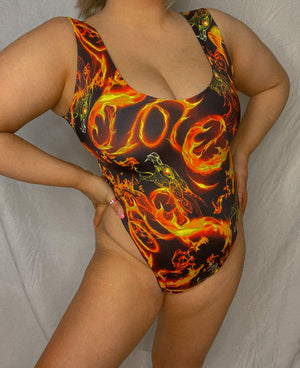 
            
                Load image into Gallery viewer, Dragon flames one piece swimsuit
            
        
