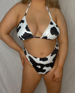cow print triangle bikini set