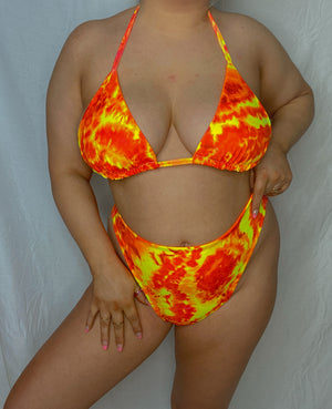 Orange Tie Dye Triangle Bikini Set