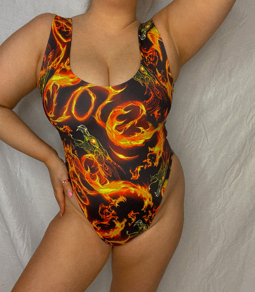 
            
                Load image into Gallery viewer, Dragon flames one piece swimsuit
            
        
