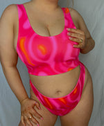 Pink Oil Spill Crop Top Bikini Set