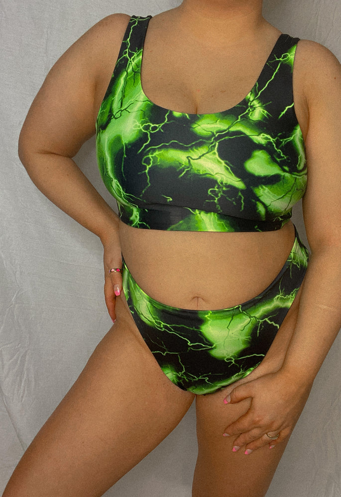 
            
                Load image into Gallery viewer, Green electric crop top bikini set
            
        