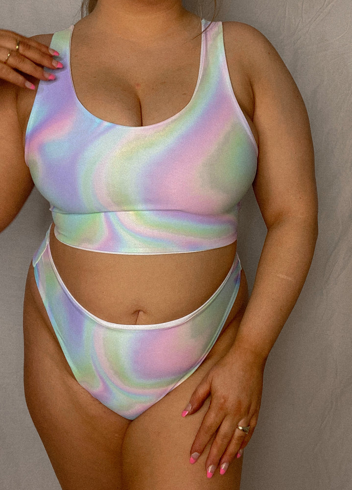 Pastel Sorbet Crop Top Bikini Set
