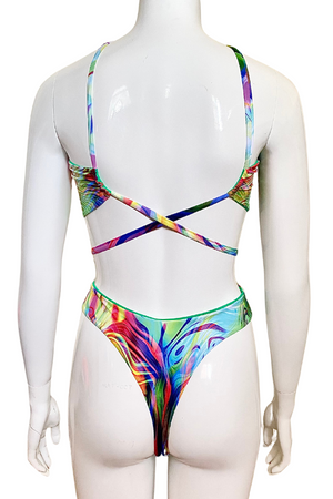 
            
                Load image into Gallery viewer, Electronic Waves Multi Way Thong One Piece Swimsuit
            
        