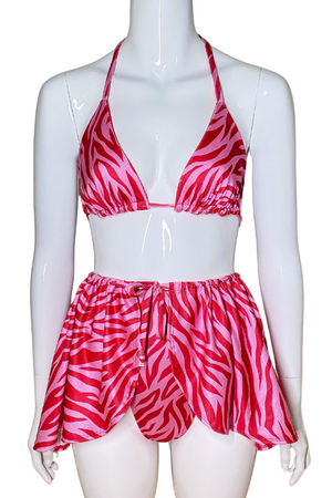 
            
                Load image into Gallery viewer, Red and Pink Zebra Wrap Skirt
            
        