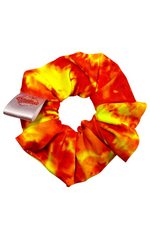 Orange tie dye scrunchie with logo 