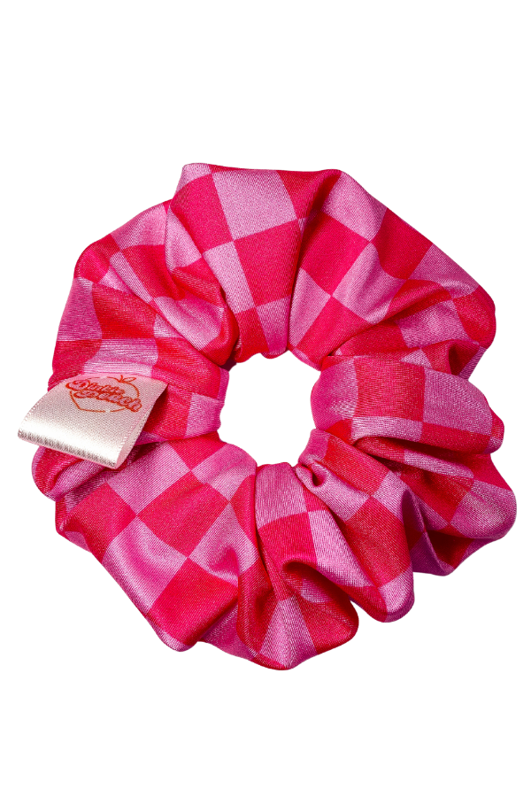 
            
                Load image into Gallery viewer, Pink and red checkmate scrunchies
            
        